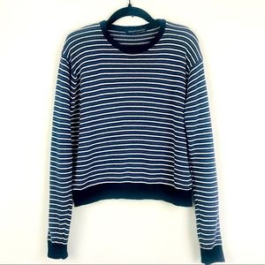 Brandy Melville || Cozy Multi Striped Navy Crew Neck Sweater One Size